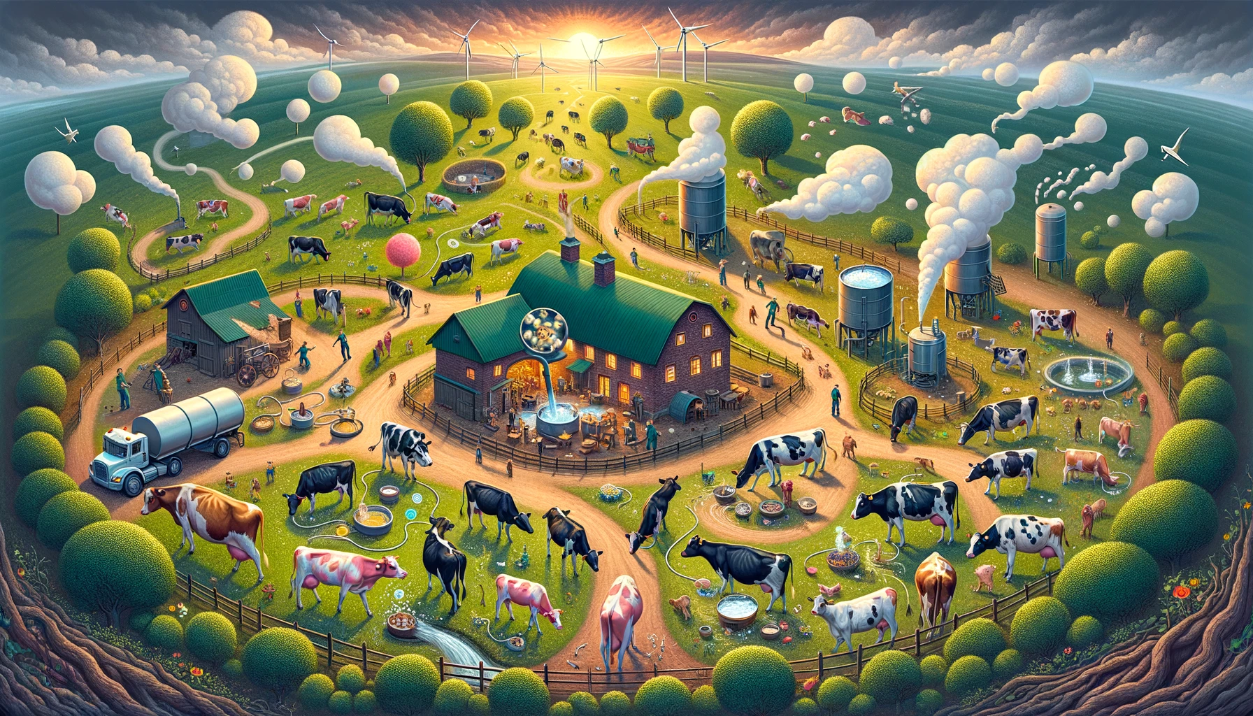 dall·e 2024 02 20 11.00.39 create an engaging and informative illustration that encapsulates the essence of the article about cows, in a 16 9 format. the image should depict a p