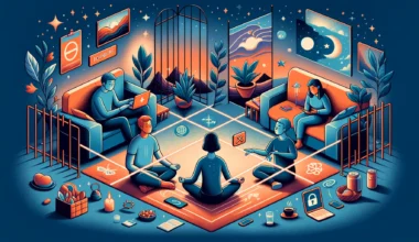 dall·e 2024 02 26 09.20.49 illustration in a 16 9 format, 1920 pixels wide, depicting the concept of personal boundaries, which are rules or guidelines that individuals set for