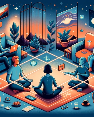 dall·e 2024 02 26 09.20.49 illustration in a 16 9 format, 1920 pixels wide, depicting the concept of personal boundaries, which are rules or guidelines that individuals set for