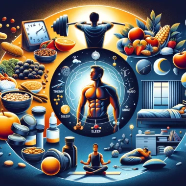 dall·e 2024 02 25 21.43.03 an illustration that encapsulates the key elements for maintaining optimal testosterone levels, featuring a balanced representation of healthy nutriti