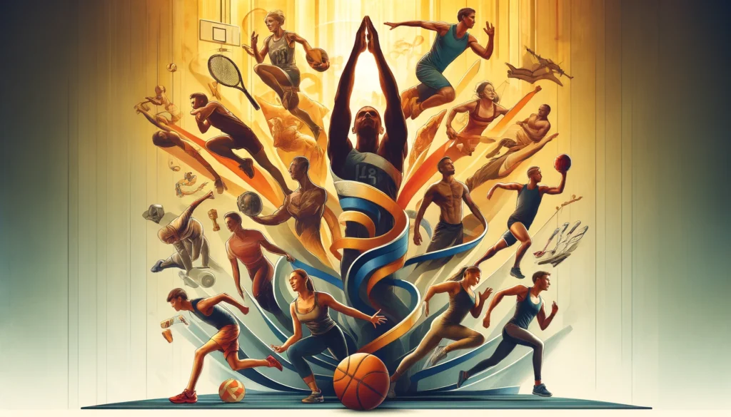 dall·e 2024 03 30 10.55.26 create an inspiring and dynamic illustration that visually represents the concept of combining different sports for holistic development. the image sh