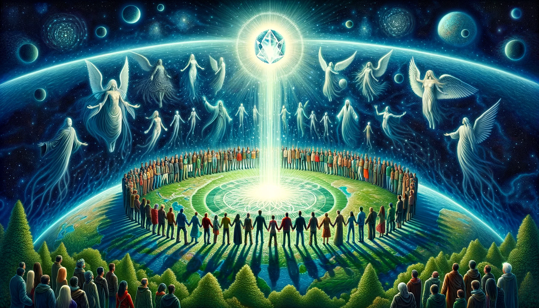 dall·e 2024 04 01 10.46.34 an illustration depicting a metaphorical scene inspired by the idea of collective consciousness and spiritual strength triumphing over darkness. the s