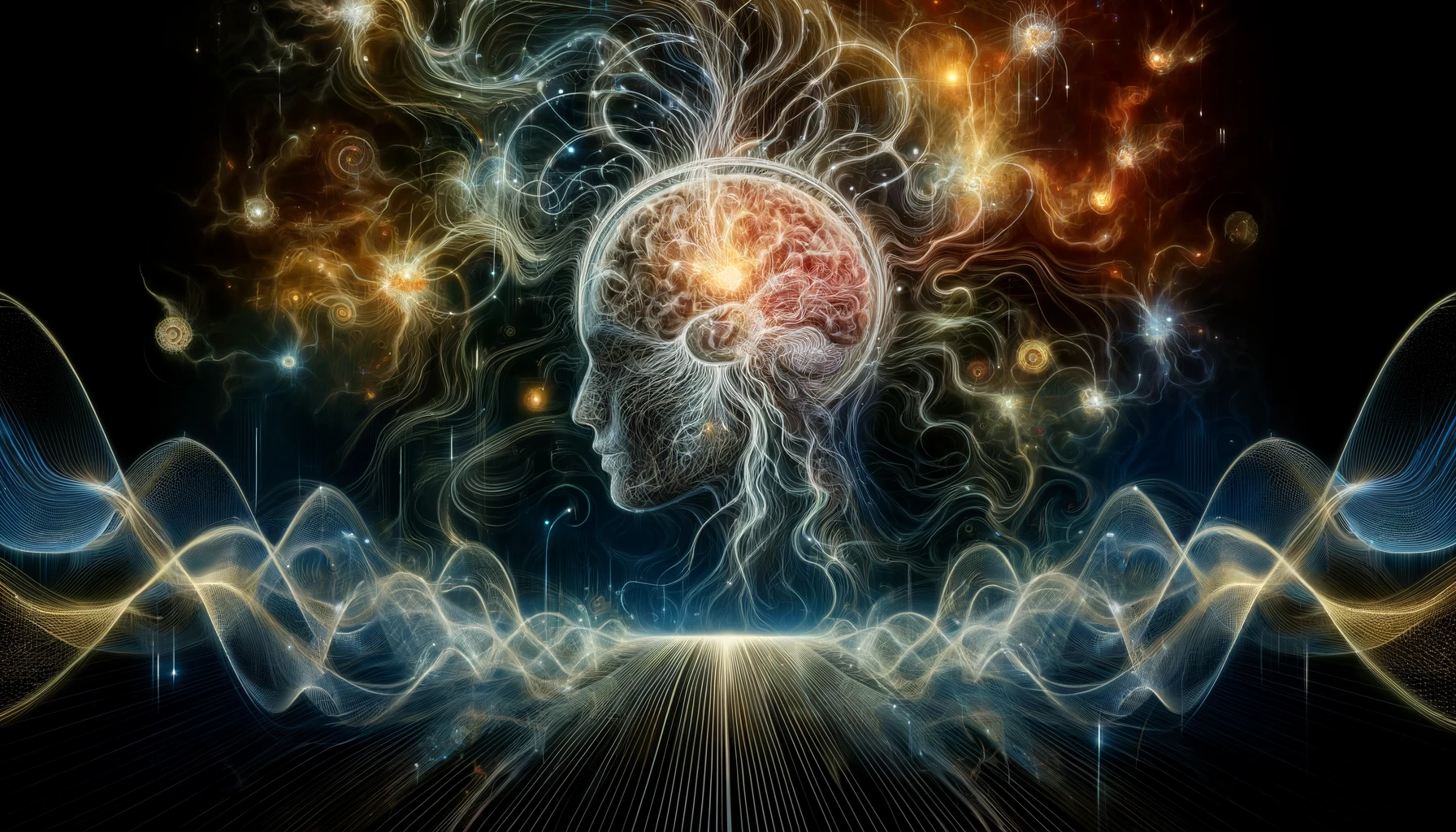 dall·e 2024 04 08 09.58.34 an artistic representation of the human brain as a complex network of electrical wires and currents, illustrating the concept of thoughts, emotions, a