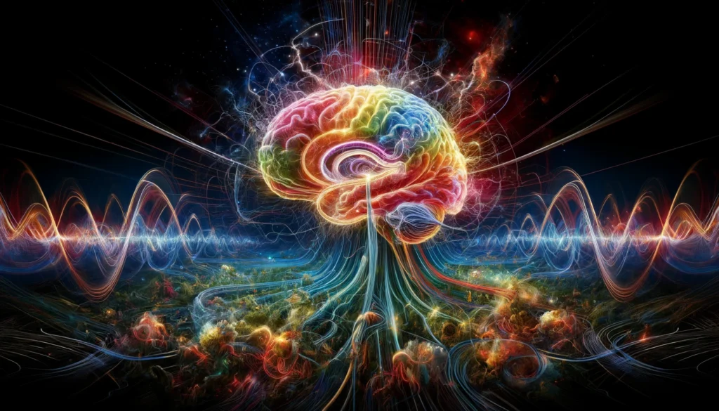 dall·e 2024 04 08 10.15.34 an illustration depicting the human brain as a complex network of electrical wires and currents, intertwined to form a dense web. within this network,