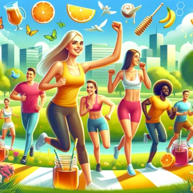 dall·e 2024 04 16 14.15.56 a vibrant and modern digital illustration for a health and lifestyle article, featuring a diverse group of young adults happily participating in vario